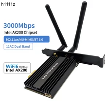 3000mbps de banda dupla pcie desktop sem fio para intel ax200 pro cartão 802.11ax 2.4g/5ghz bluetooth 5.0 pci express wifi 6 adaptador