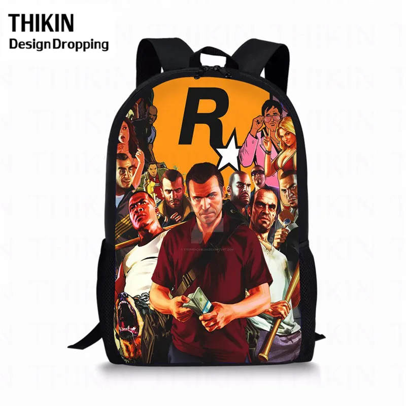 AS PICTURE Тикин Grand Theft Aut печати школьные ранцы для мальчиков девочек студенческий детский школьный рюкзак мальчик ранец дети книга сумка Mochila - Цвет: AS PICTURE