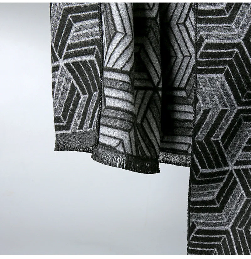 autumn winter Fashion soft scarf men warm autumn winter plaid fashion scarves male knitted Business thick scarf gray black