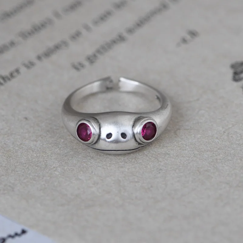 

Vintage Craft Silver Jewelry Wholesale Cross-border Jewelry Women's Open Cute Frog Silver Ring