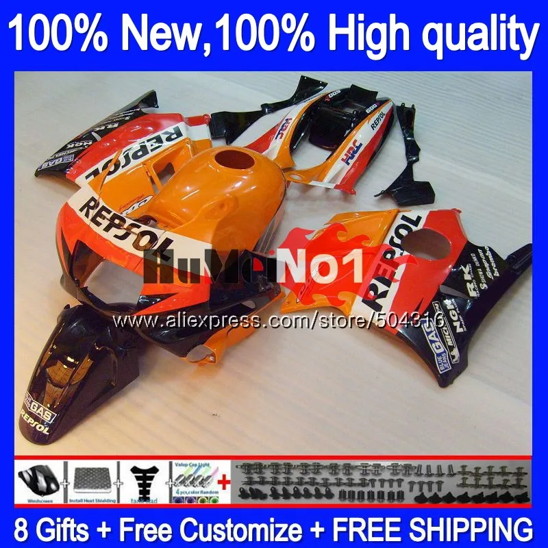 No. 1 Корпус+ майка для HONDA CBR600 F3 FS 600CC CBR600FS для детей ростом 95-96 2MC. 85 CBR 600F3 600 F3 CC CBR600F3 1995 1996 95 96 обтекателя Repsol orange - Цвет: No. 1