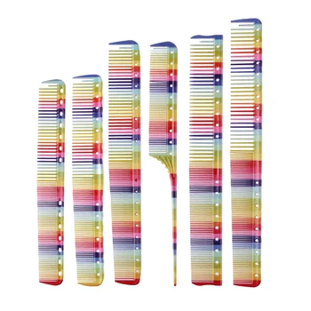 

Colorful Salon Haircut Hairdresser Comb Heat Resistant Colorful Rainbow Comb Scale Measuring Hair Cutting Hairdressing Comb