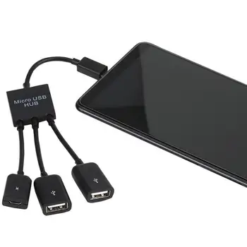 

3 In1 Micro USB HUB Type-C Male To Female Micro OTG USB Port Adapter Cable for Android Phone Tablet USB Flash Disk
