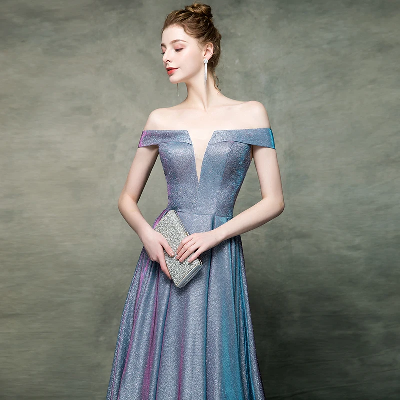 Robe De Soiree блестящее платье с v-образным вырезом длинное вечернее платье вечерние элегантные A Line блестящие Выпускные платья с поясом