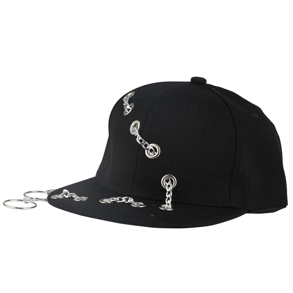 Мужская бейсболка Snapback s женское панк кольцо для пирсинга цепь хип хоп шляпа черная Детская летняя танцевальная баскетбольная Кепка папа приспособленный козырек
