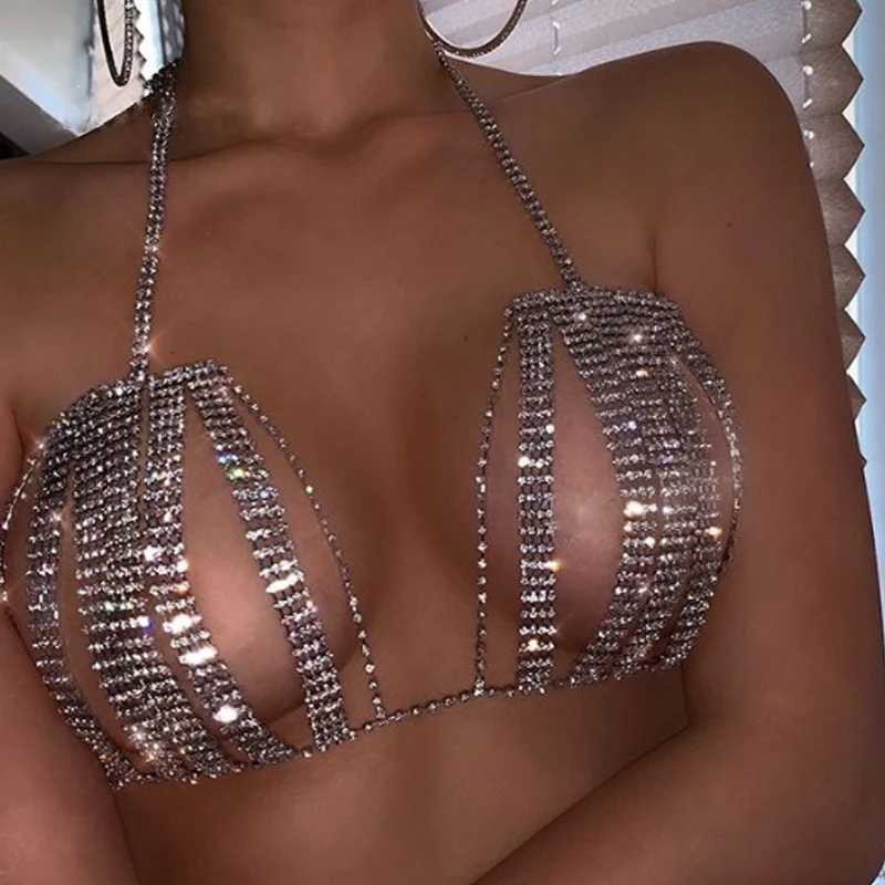

Соблазнительный бюстгальтер Bling Стразы, цепочка для тела, ювелирные изделия для женщин, бюстгальтер с кристаллами, одежда для вечеринки, цепочка для груди, для ночного клуба, бикини, одежда