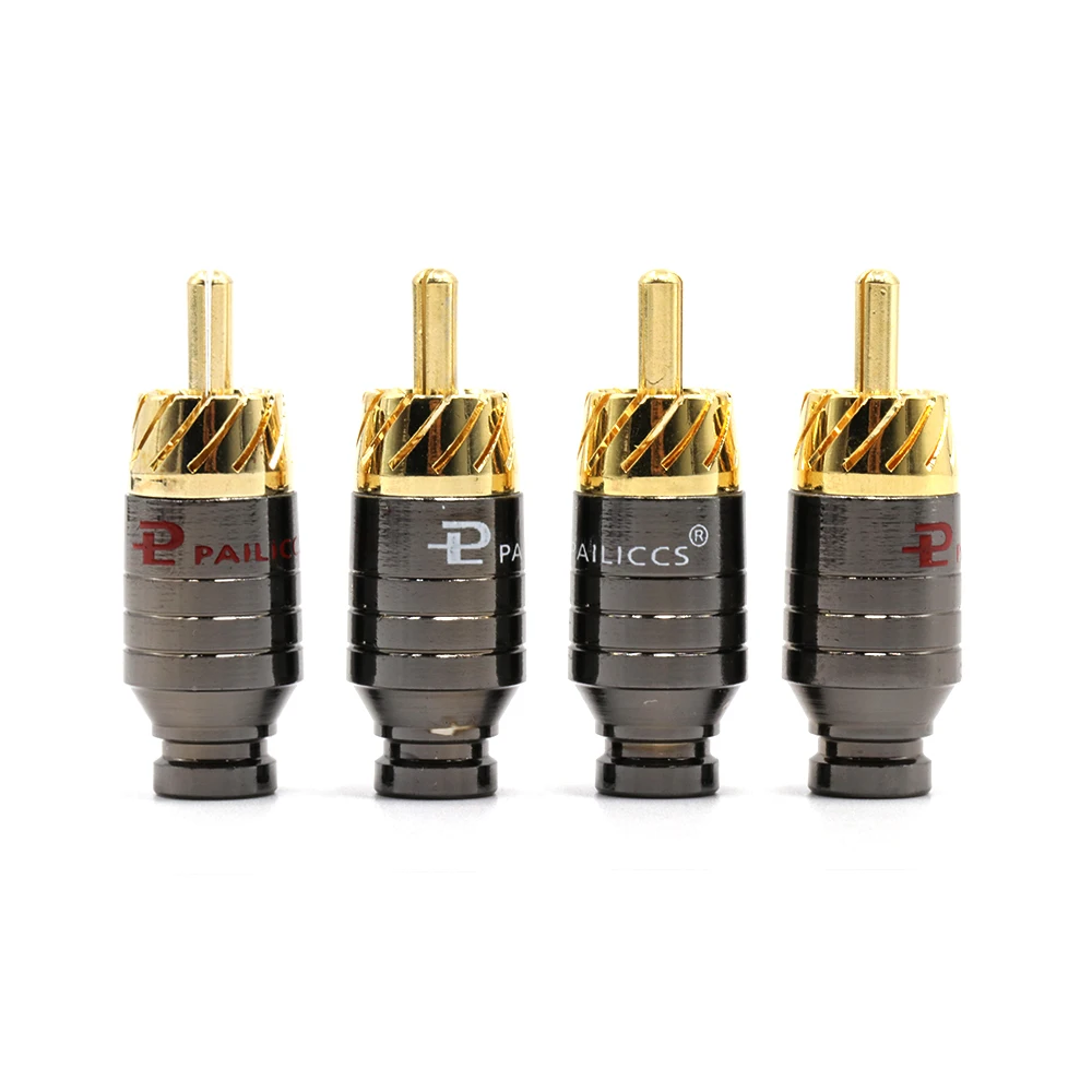 4 шт. Pailiccs HIFI медь RCA штекер, позолоченный Аудио Видео разъем адаптера