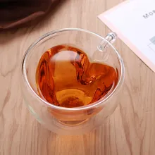 240 мл в форме сердца с двойными стенками прозрачная стеклянная чайная чашка кофейная кружка подарок