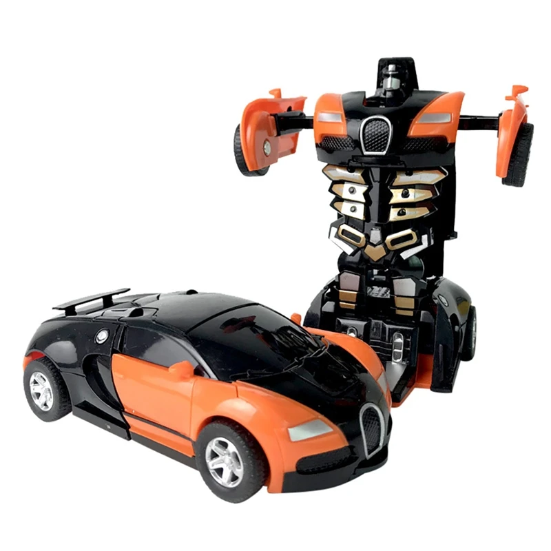 1/18 Electric Telecontrol Car 1 Button Remote Control Deformable Vehicle Robot Simulation Deformation Car Model Cool Toys Gift - Цвет: Orange non-electric