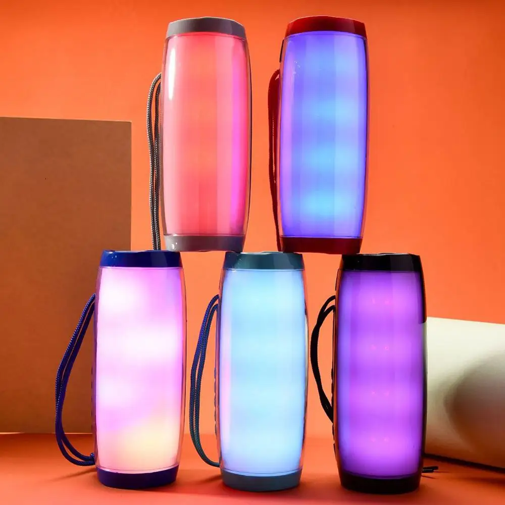 Altavoz Bluetooth TG157 con cuerda, luz LED, portátil, para exteriores, tumbona, tela de 1200 mAh, Subwoofer impermeable, Radio FM