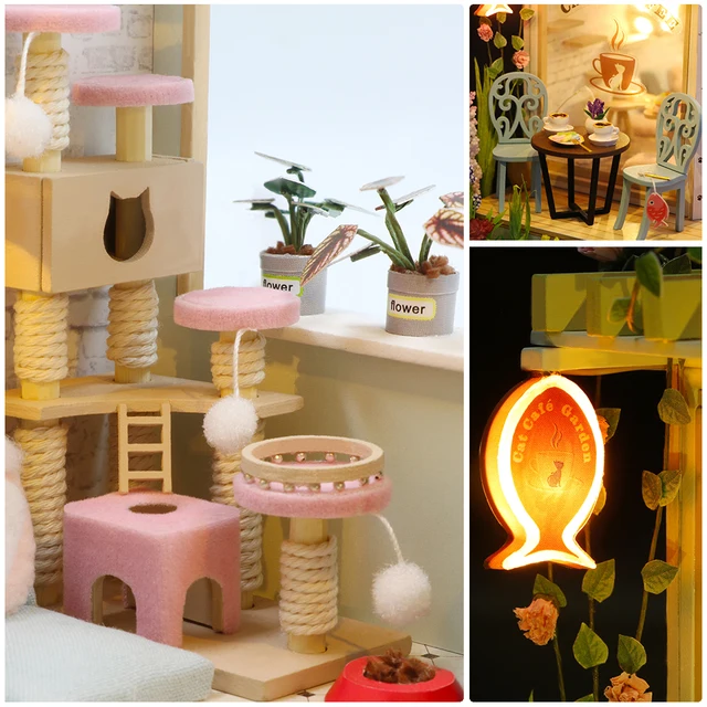 CUTEBEE DIY Dollhouse Kit Wooden Doll Houses Miniature Furniture Kit Casa With Dust Cover Led Toys for Children Birthday Gift 4