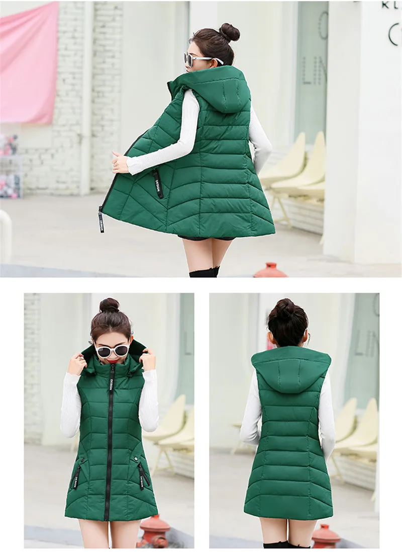 Модный осенне-зимний женский жилет размера плюс 5xl пуховый хлопковый жилет Женское повседневное пальто средней длины жилет без рукавов H131