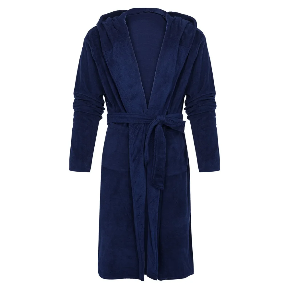 Мужские зимние теплые халаты толстые удлиненные плюшевые шаль халат кимоно домашняя одежда для сна с длинными рукавами пеньюар мужской Халат
