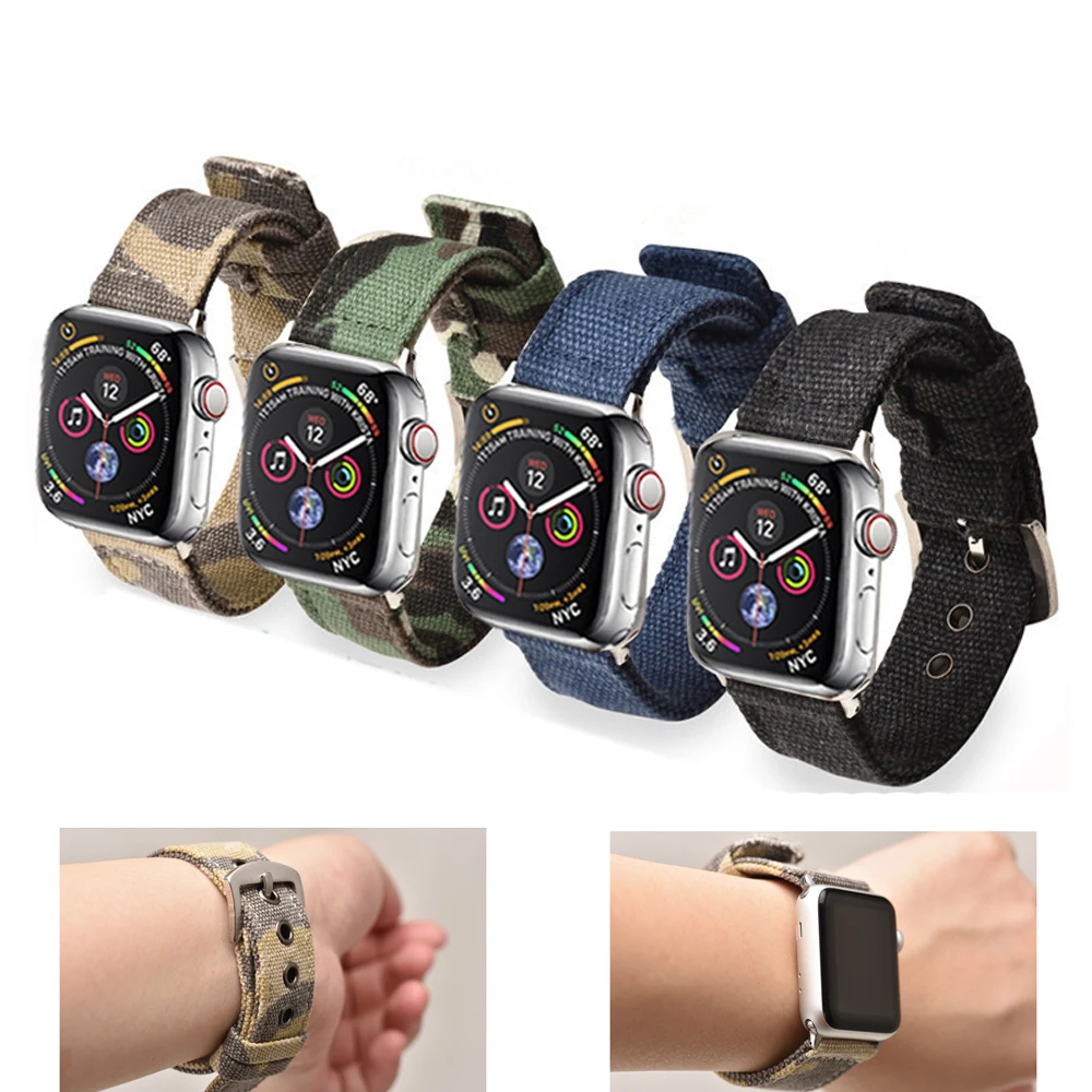 Ремешок нейлоновый спортивный для apple watch 4 band 44 мм 40 браслет iwatch 42 38 5 3 2 | Наручные