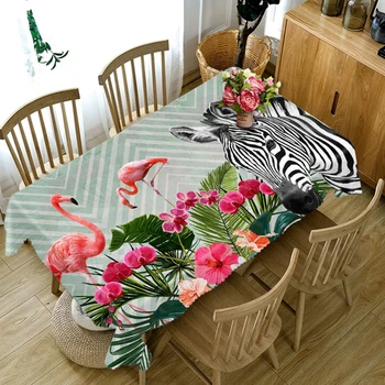 

Customize 3D Tablecloth Red Flamingo Zebra Pattern Dustproof Table Rectangular Cotton Table Round Cloth Polyester Cover Thicken