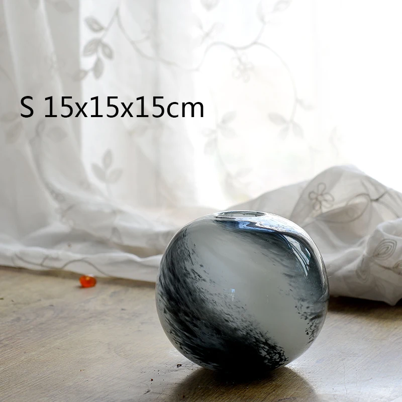 S 15x15x15cm Китайская разноцветная ваза ручной работы из террариума, цветная стеклянная ваза для свадебного украшения, домашний декор, настольные вазы для цветов - Цвет: S 15x15x15cm