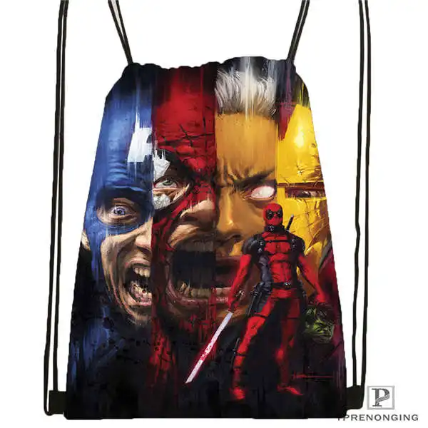 Drawstring Backpack Пользовательские Дэдпул-fanart-marvel походная сумка на шнурке милый рюкзак для детей(черная спинка) 31x40 см#2018611-1(5 - Цвет: Drawstring Backpack