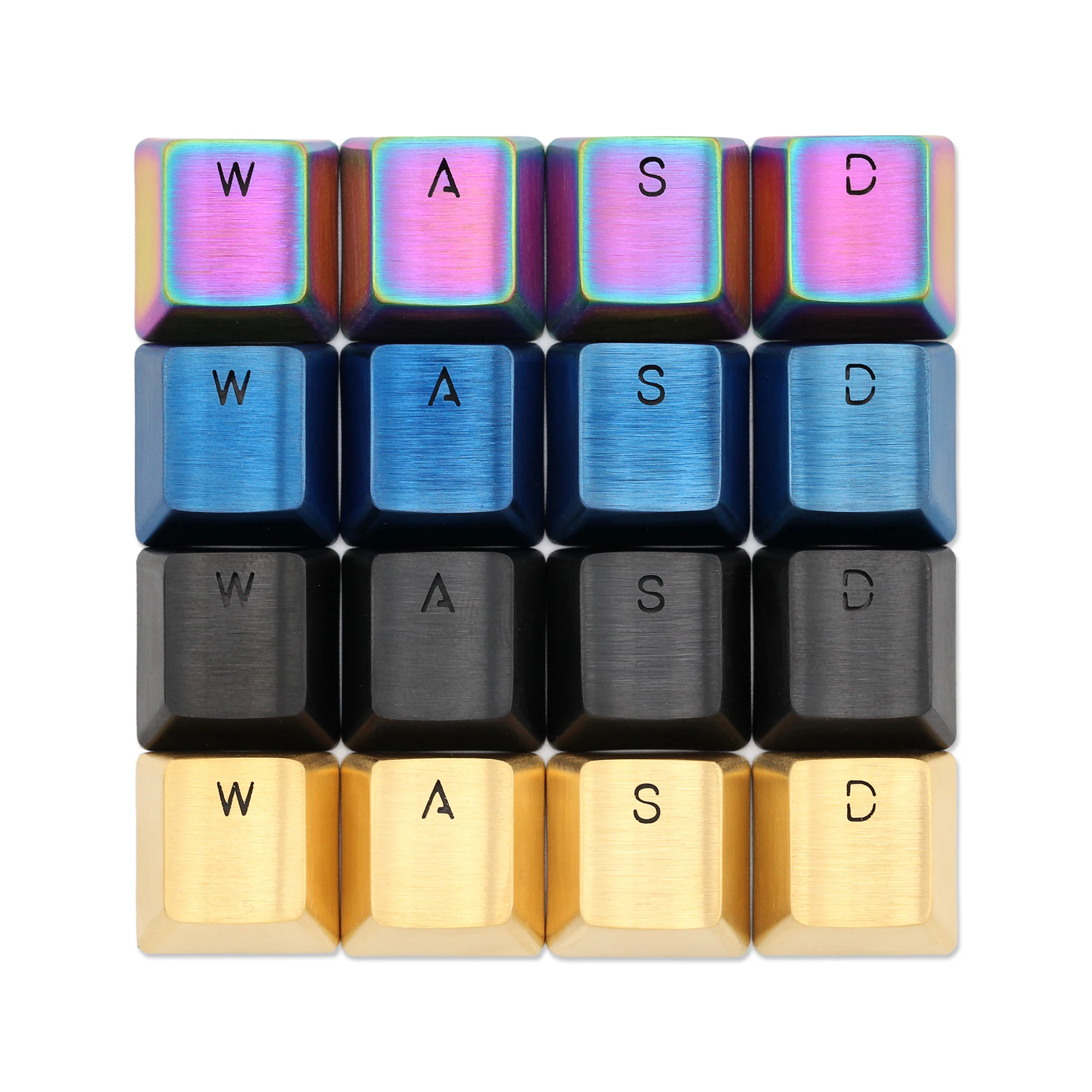 Teamwolf-mx Metal Keycap para Jogos de Teclado Wasd r2 r3 Luz Através de Retroiluminação Preto Azul Gradiente Dourado Aço Inoxidável