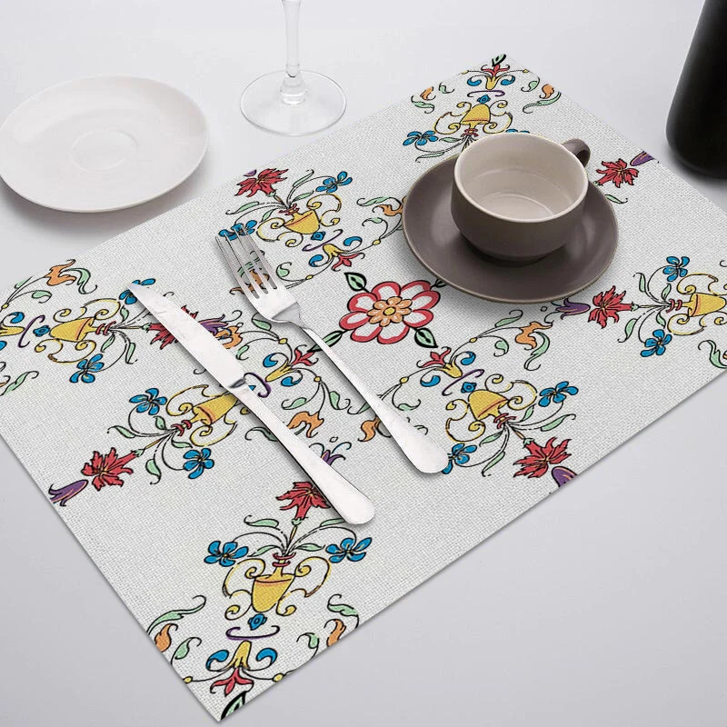 TTLIFE Flower Pattern Placemat for Dining Table Bowl Cup Pads Durable Drink Coasters Tea Party Decorations Kitchen Accessories - Цвет: 240