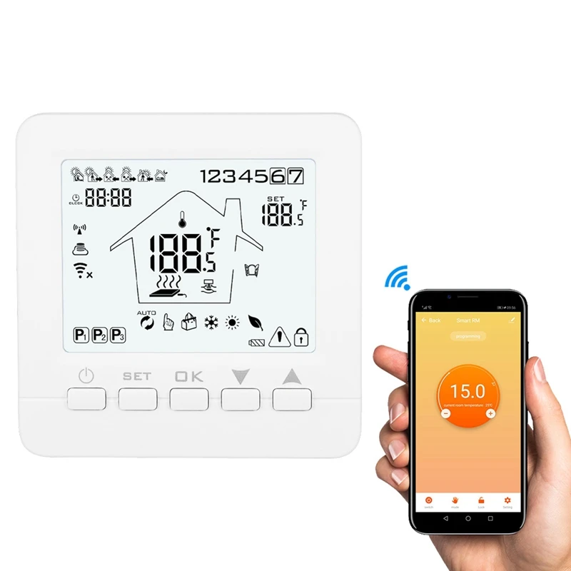 Best 16A08-5BB-WIFI Intelligent Thermostat Electric Heating Wireless Thermostat Blue Light