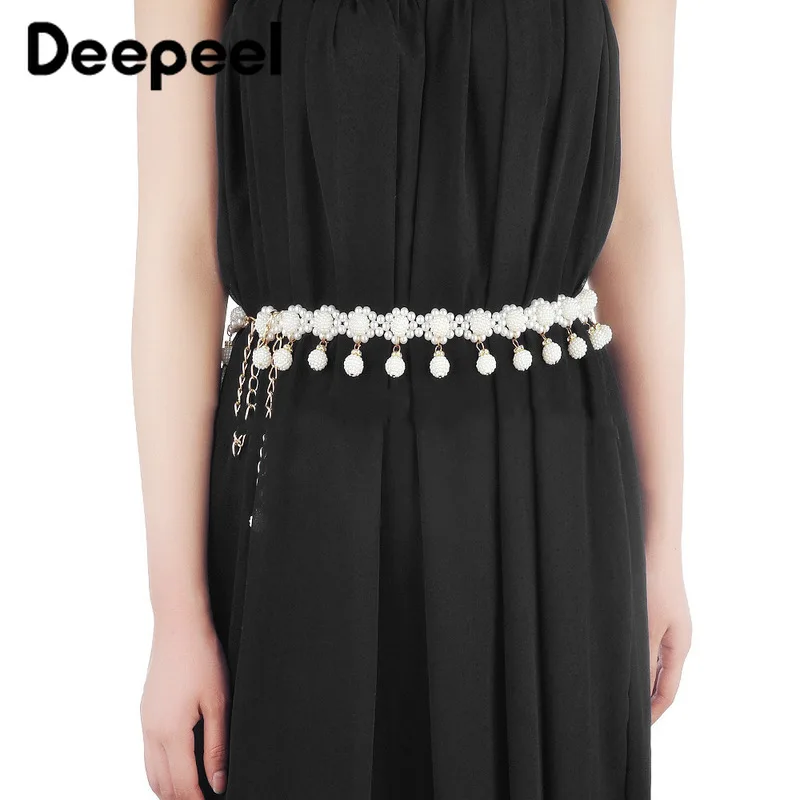 Deepeel, 4,40 см* 105 см, женский пояс с жемчугом и бусинами, пояс для отдыха, пояс для платья, декоративный пояс, YK651