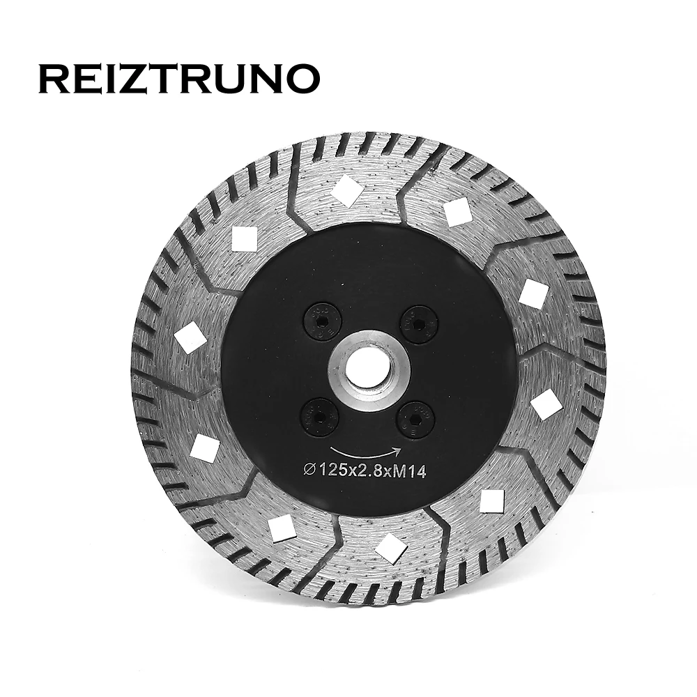 REIZTRUNO 5" Dual Turbo Circular Saw Cutter Diamond Grinding Wheel Angle Grinder Saw Blades for granite concrete with flange