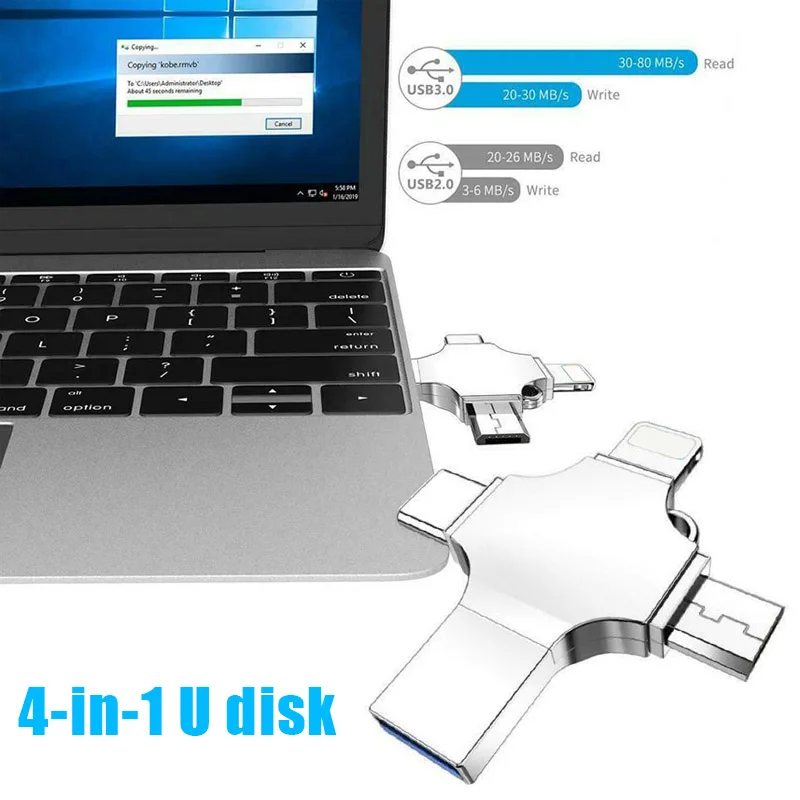 4 в 1 умный USB накопитель высокоскоростной передачи данных Портативный для iOS Android type C USB WIF66