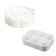 AAAJ-5Pcs Plastic Nail Art Paint Color Mixing Palette Plate Disk Essential Tool& 12Pcs PaintPlastic Palettes