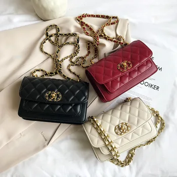 

Bag For Women Texture Bag 2020 New Rhombic Chain Shoulder Messenger Bag Fashion Square Bag