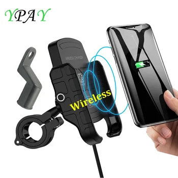 

YPAY 15W wireless charging motorcycle phone holder bracket handlebar rearview mirror mount 3.5-6.5 inch phone charger bracket