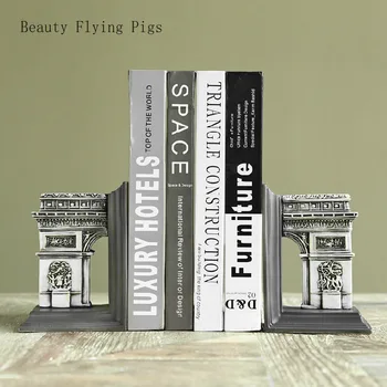

2 Pcs Direct selling new American-style country decoration crafts book standing by the French palace building resin bookends