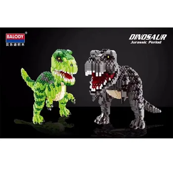 

Mini Jurassic Dinosaur World Tyrannosaurus Rex Velociraptor Block Set Balody Compatible Kids Building Toy with manual