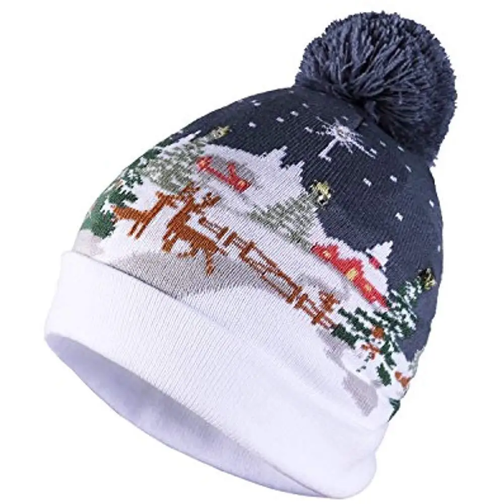 Модная женская мужская шляпа светящийся светодиодный светящийся вязаный свитер Праздничная Рождественская шляпа снеговик Рождественская шляпа оленя