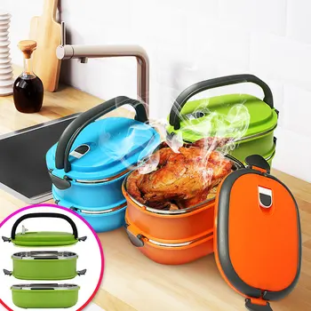 

Multilayer Thermal Lunch Box Bento Lunchbox Solid Bowls Stainless Steel Food Container Kitchen Dinnerware Heated Storage Kids
