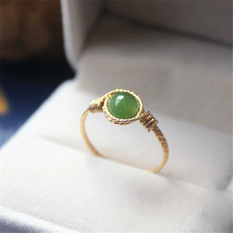 

14K Gold Filled Natural Hetian Jasper Rings Knuckle Rings Gold Jewelry Mujer Bague Femme Handmade Minimalism Jewelry Boho Rings