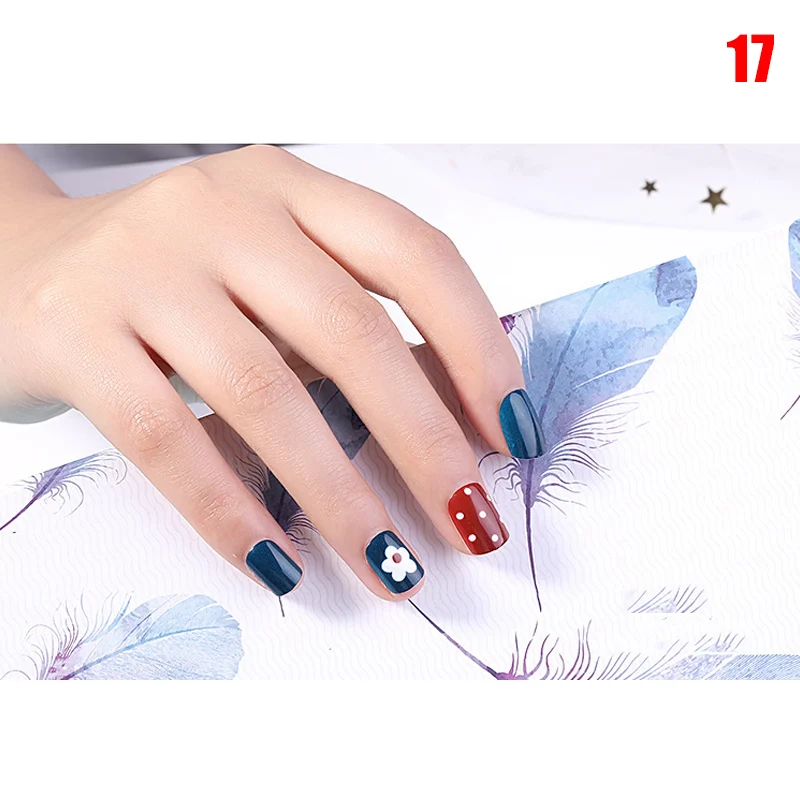 24 шт./компл. полное покрытие ногтей патч квадратный Пресс для ногтей, для нанесения с помощью клея Стикеры накладные ногти розовый красный Типсы для девочек Для женщин Dropshippi - Цвет: 17