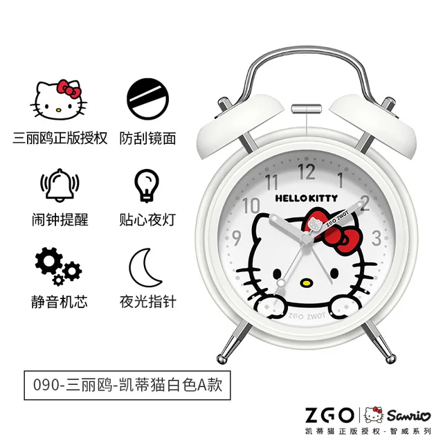 16.5cm Kawaii Sanrioed HelloKt Mymelody maru Cinnamoroll Cartoon Child Student Using Bedside Clock To Wake Up Alarm Clock