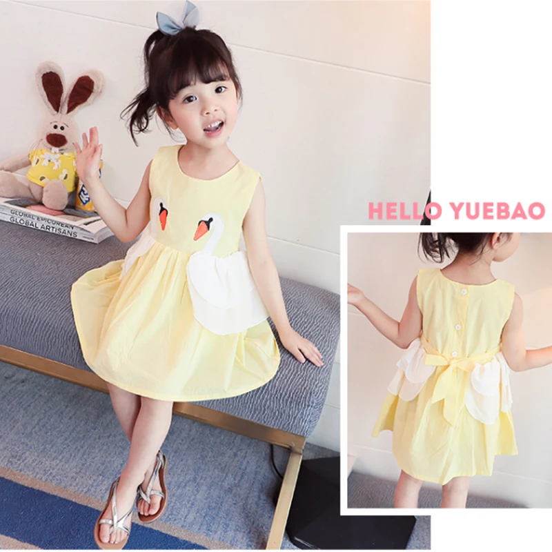 Girl Summer Dress Casual Cotton Vacation Wedding Baby Girl Dress Family Celebrations Sweet O-Neck Princess