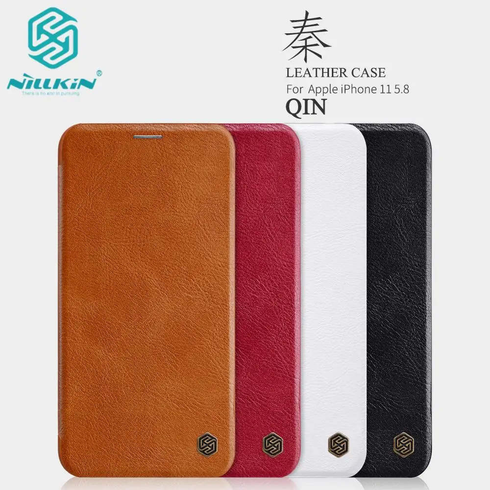 

10pcs/lot Wholesale NILLKIN Qin Series Wallet Flip Leather Case For iphone 11 pro 5.8 inch Genuine Flip Leather Case
