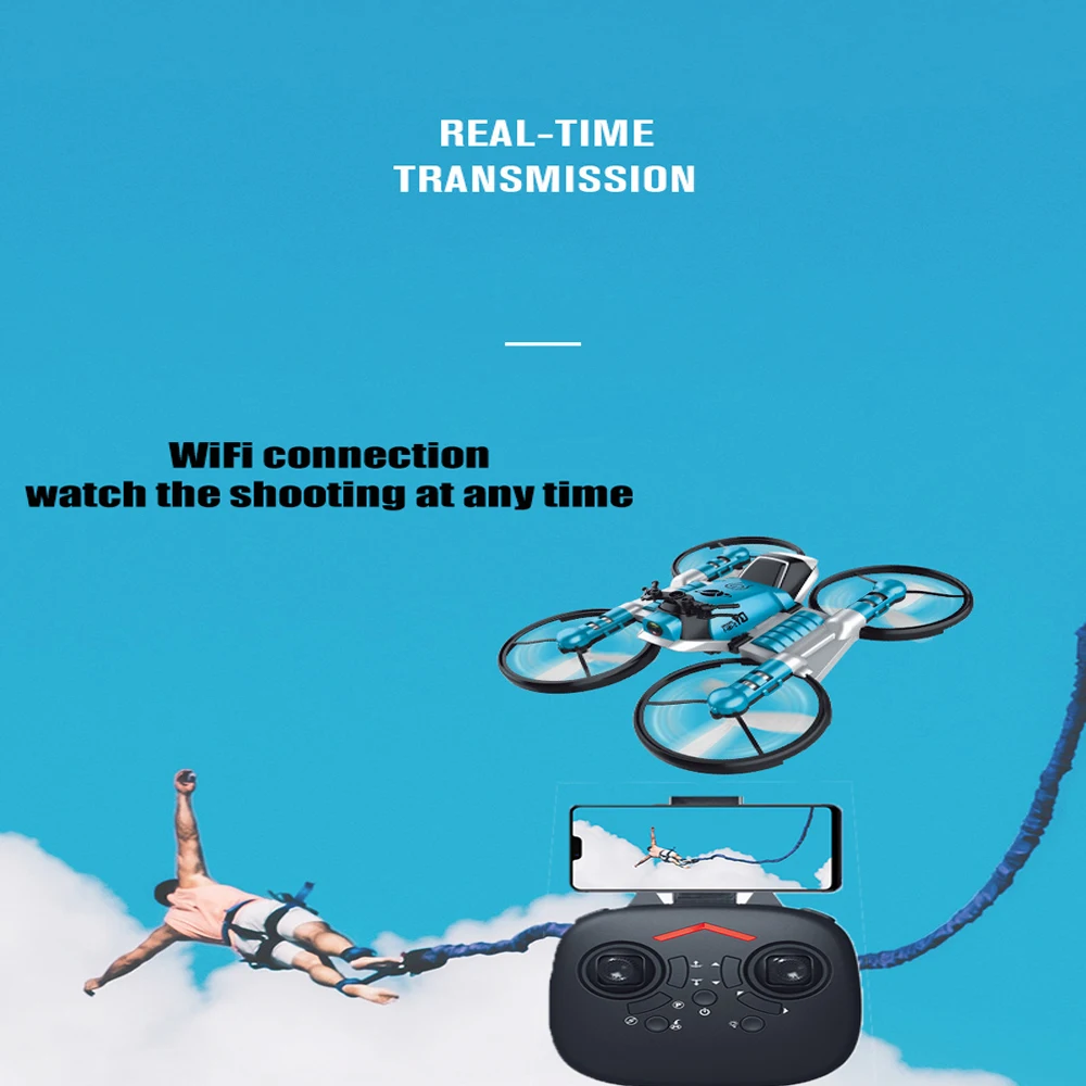 2.4G Rc Quadcopter Drone with Camera 2in1 Motorcycle Folding Remote Control Dron Deformation Quadrocopter Helicopter Toy for Kid