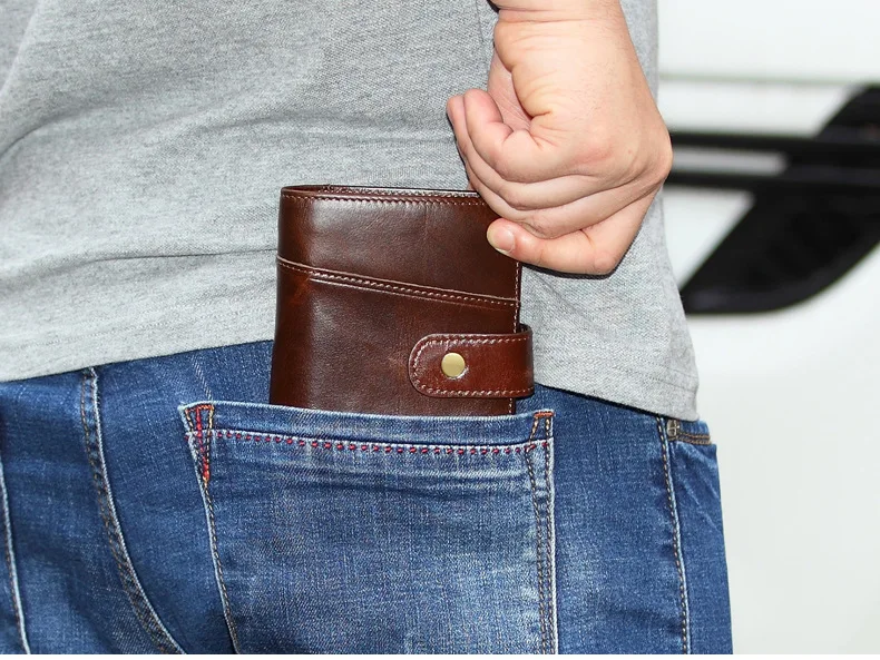 New Men Wallets Genuine Leather Purse Bag Male Certificate Package Short Billetera Coin Pocket Big Capacity Card Holder