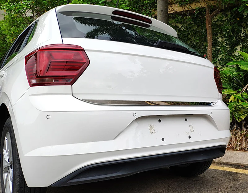 Для Volkswagen Polo Mk6- наклейка на заднюю дверь ABS Хромированная задняя дверь отделка багажника автомобиля аксессуары для укладки 1 шт