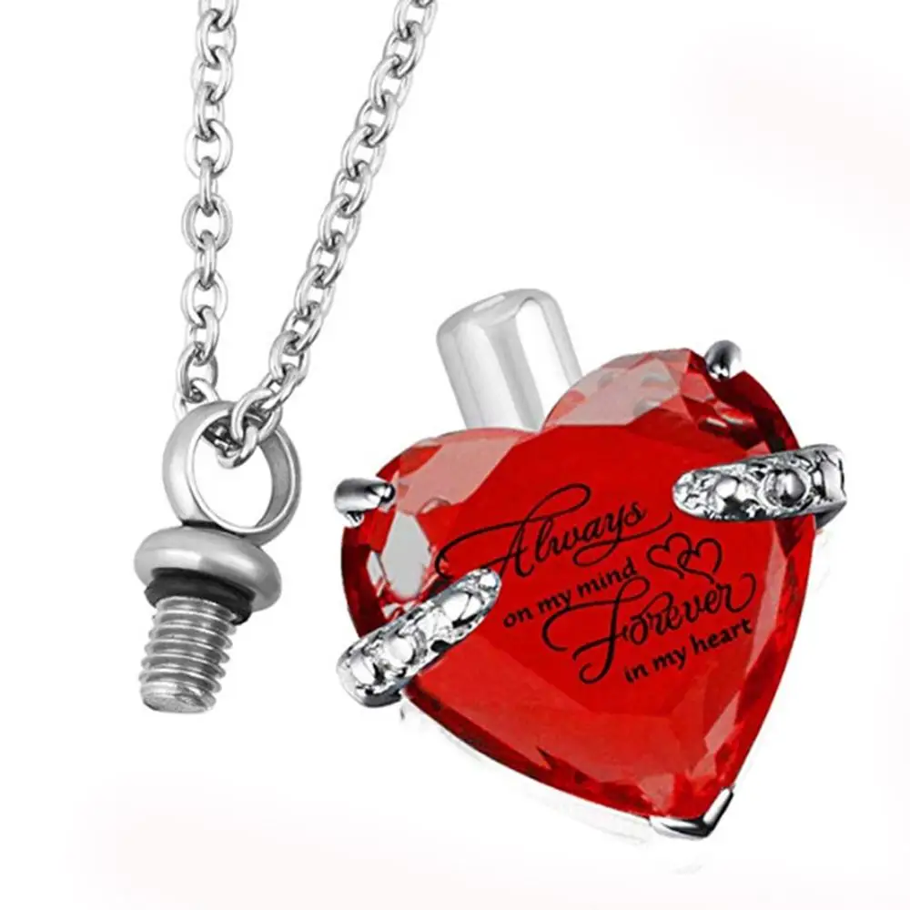 Сердечко Кремация Urn ожерелье для праха Jewelry памятный кулон с наполнителем Always on My