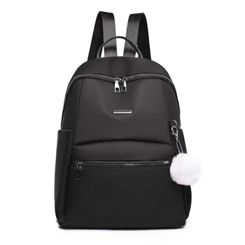 

Fashion Women's High-capacity Backpack Travel Shoulder Bag Hairball Pendant Student Bookbag women