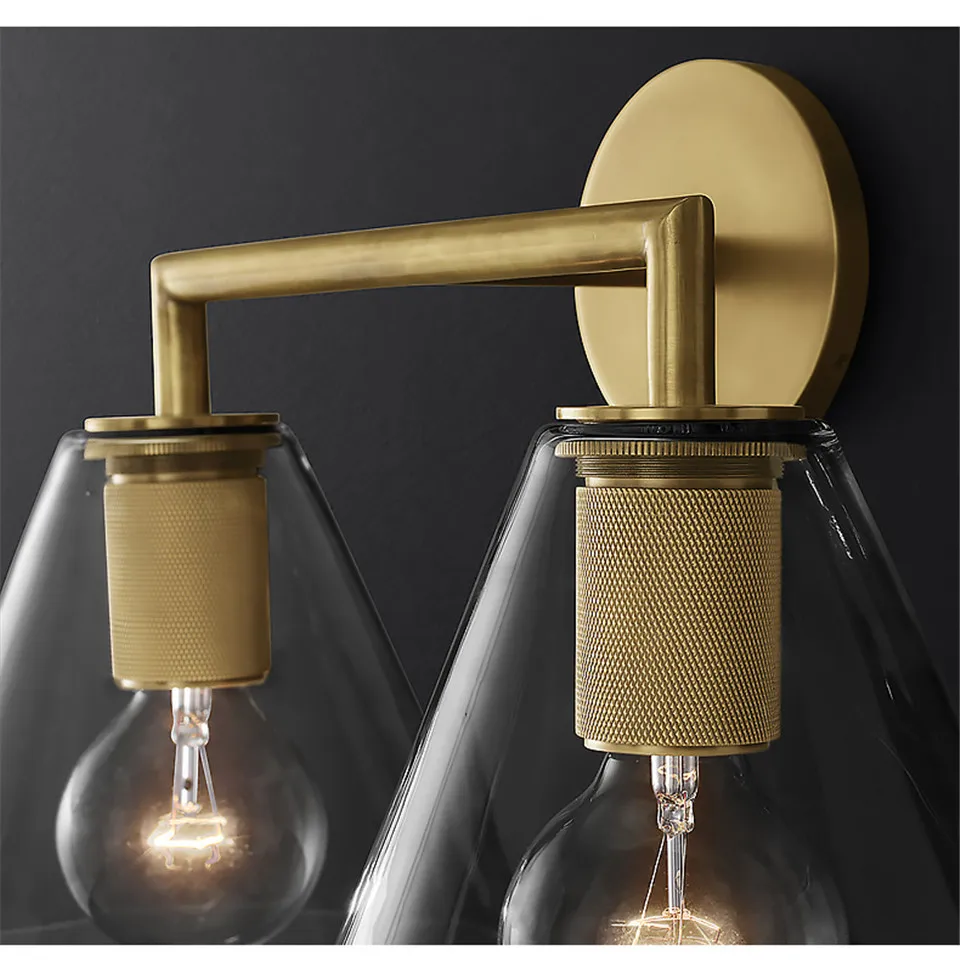 Nordic Iron Glass LED Wall Lamps Indoor Decor Cone Sconces Light Fixture Living Room Bedroom Bedside Corridor Design Wall Light