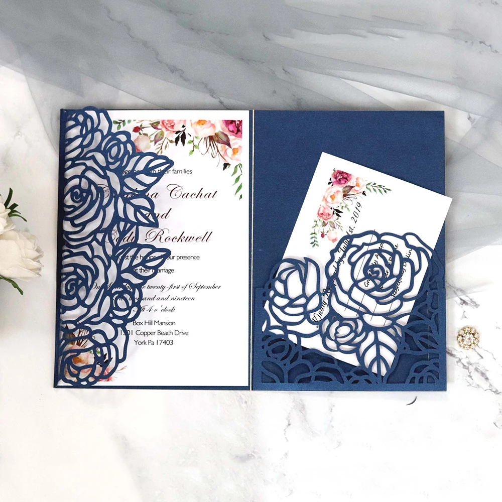  10PCS Glitter Invitation European Style Laser Cut Wedding Invitation Holiday Greeting Card (shell p - 4.0003E+12