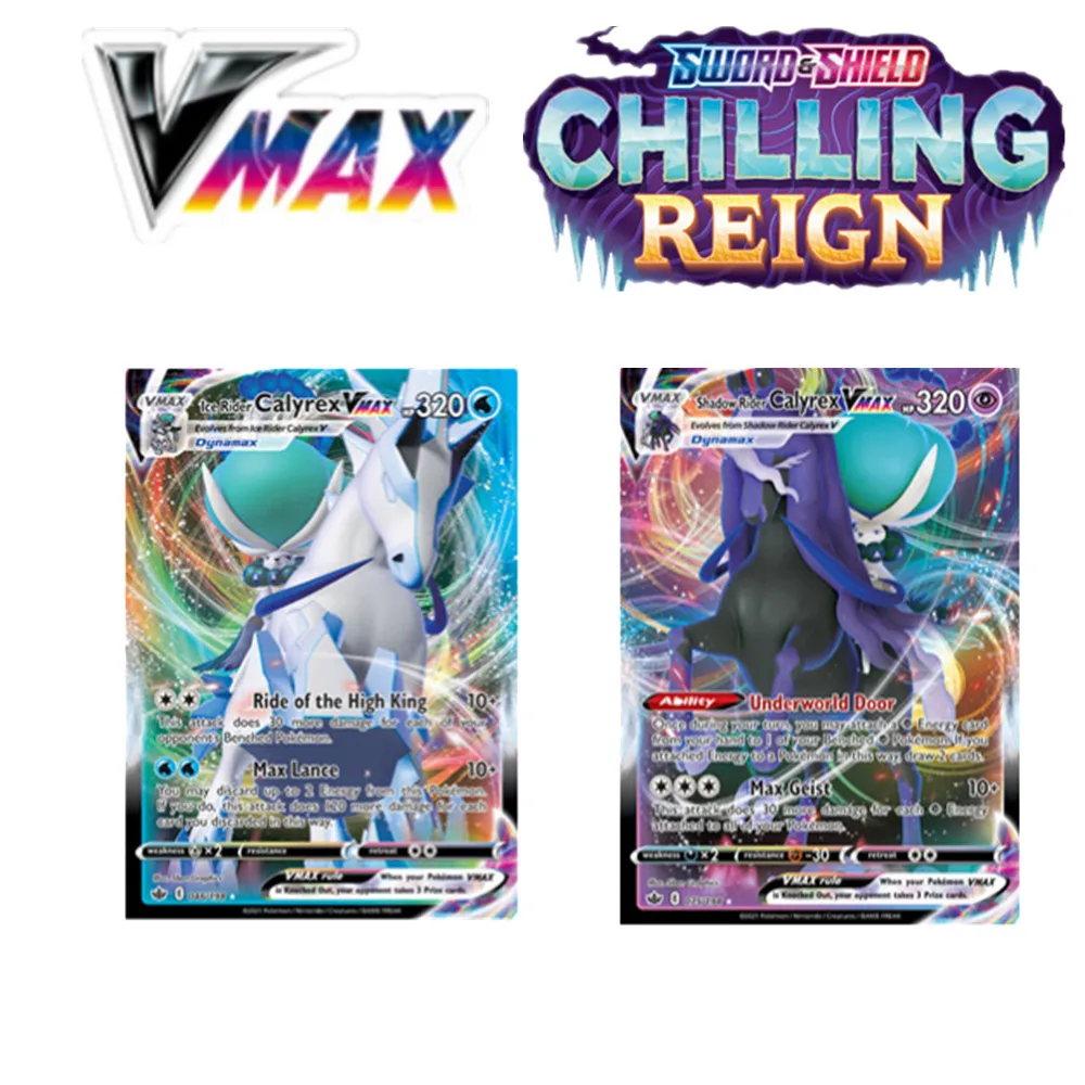 NEW English Card 50Pcs VMAX Anime POKEMON TCG: SWORD & SHIELD CHILLING  REIGN Zapdos Dynamax VMAX Calyrex Cards Game Toys|Game Collection Cards| -  AliExpress