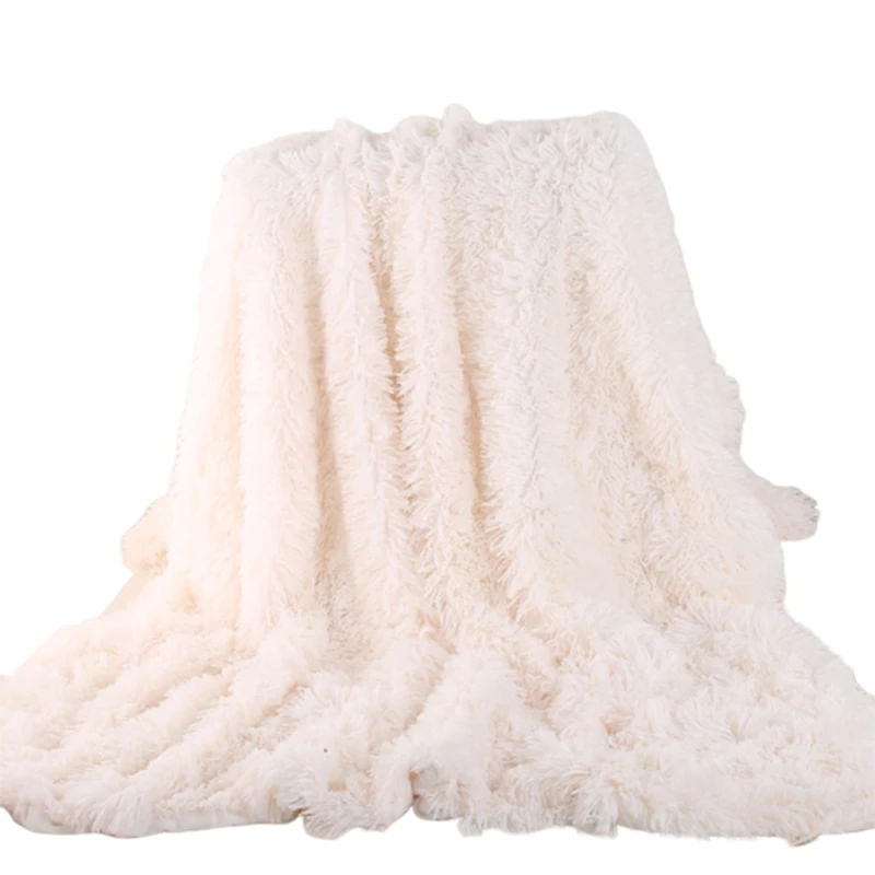 

Elegant Throw Blanket for Bed Sofa Large Size 160x200cm Long Shaggy Soft Warm Bedding Sheet Christmas Gift