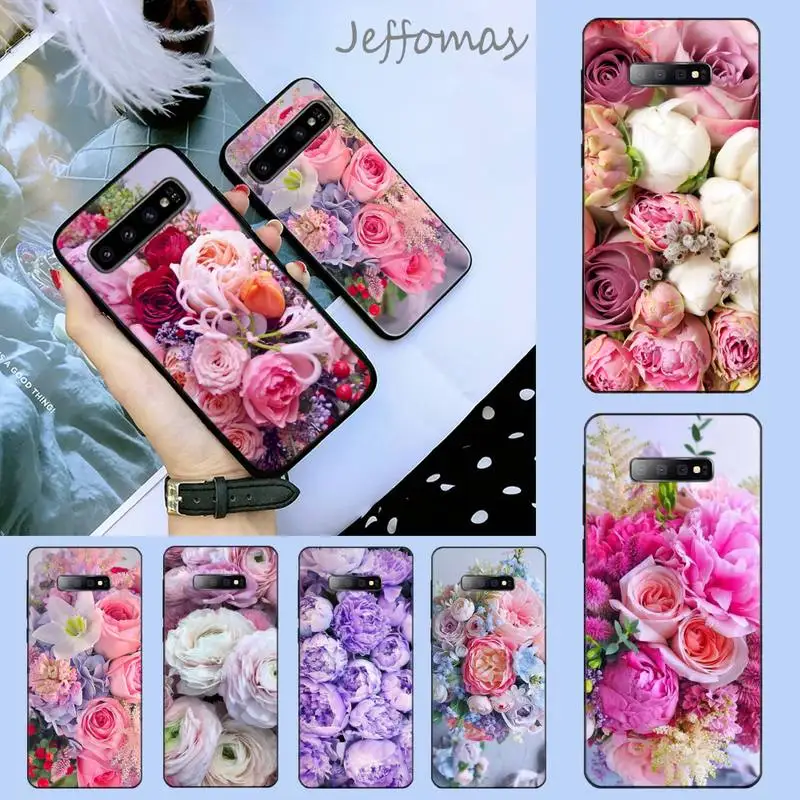 С цветочным рисунком розового и фиолетового цветов Пион Роза ТПУ чехол для