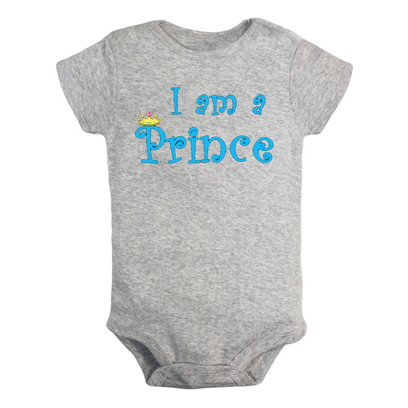 Одежда для новорожденных мальчиков и девочек с надписью «I am a princess I'm not a baby» комбинезон с принтом для малышей, боди с короткими рукавами, хлопковая одежда - Цвет: JaBaby2778GD